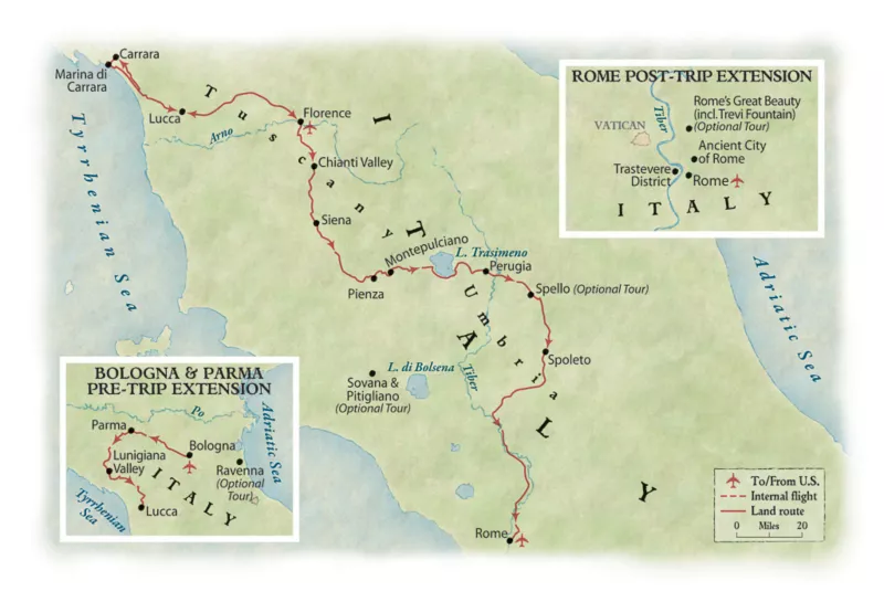 OAT Tuscany and Umbria map